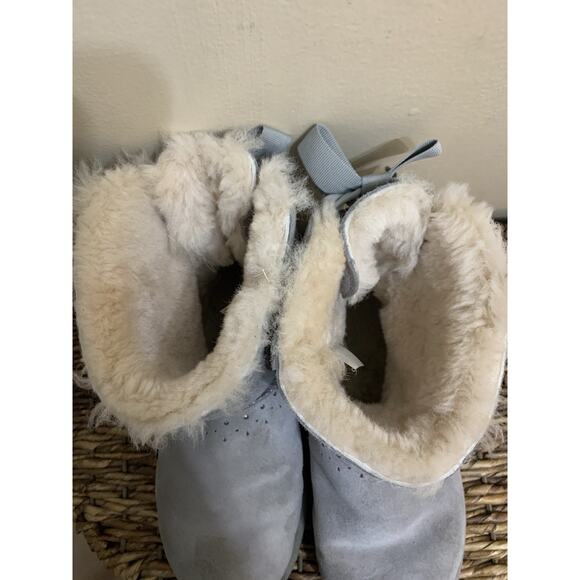 Ugg Women's Gray Bootie Lace Up W/Bow & Shiny Silver Snowflakes sz 8 - Picture 8 of 12